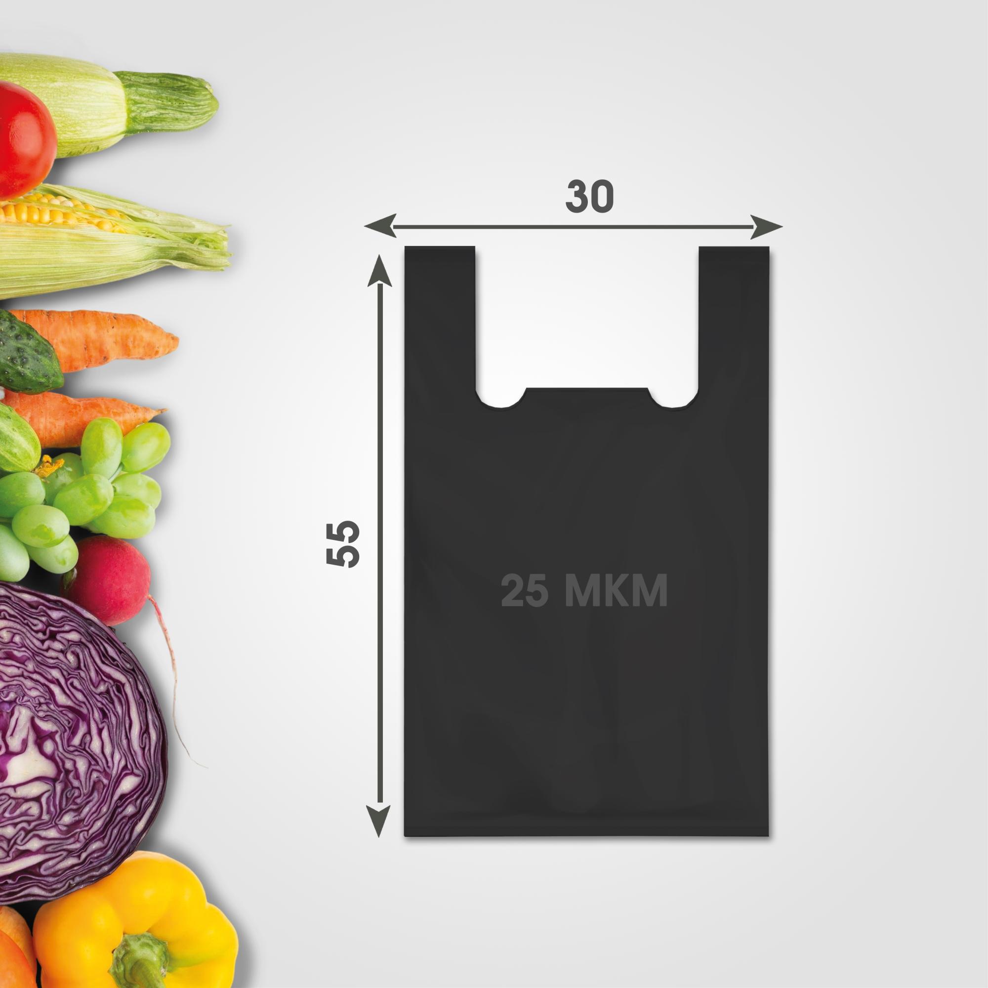 Пакет-майка ПНД стандарт 30*55 (25 мкм) черный